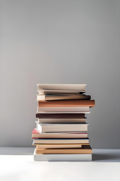 Stack of books isolated on gray background Back to school and education concept Generative AI