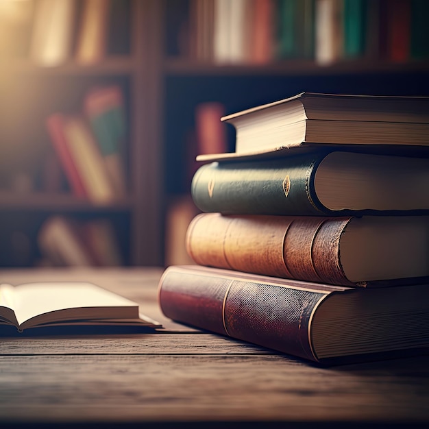 Stack of Books on the Table Generative AI