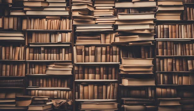 a stack of books with a brown background