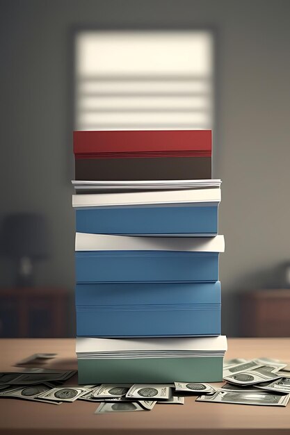 Photo a stack of books with one that says quot the top quot