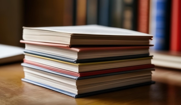 a stack of books with one that says  the word  on the top