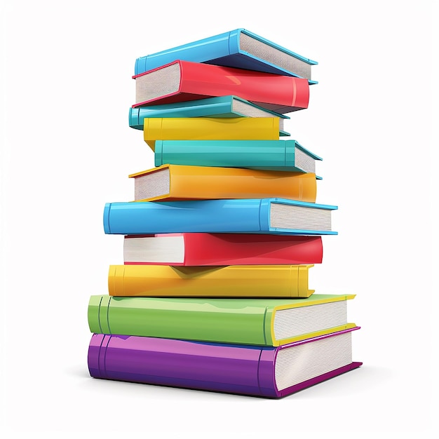 a stack of books with one titled colorful green and yellow