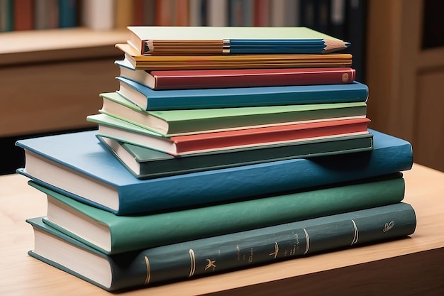 A Stack of Books with Pencils on Top of Them