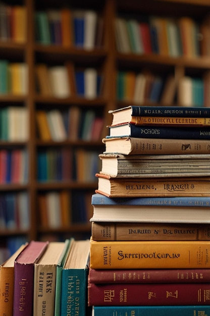 a stack of books with the word on the top