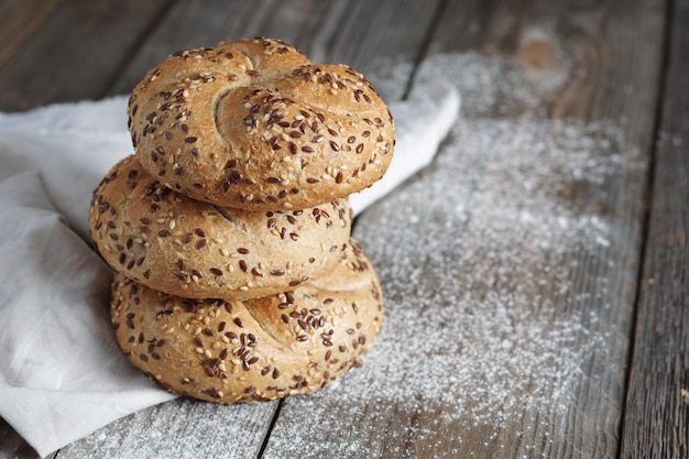 Stack of bread rolls