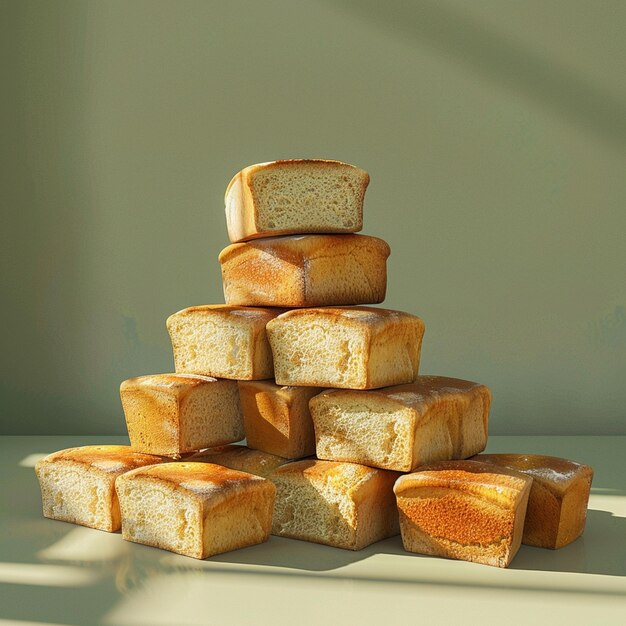 a stack of bread stacked on top of each other