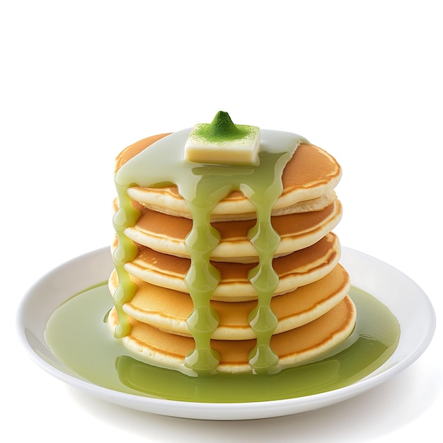 A stack of bread with pandan syrup topping