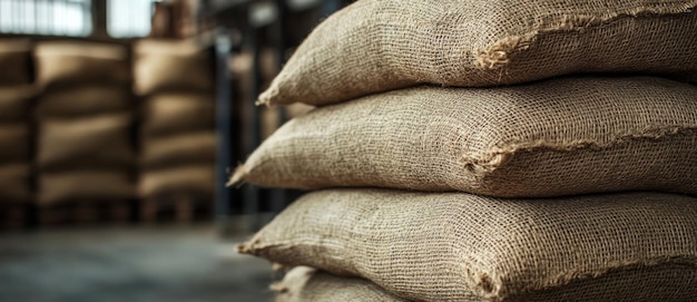 Photo stack of burlap bags