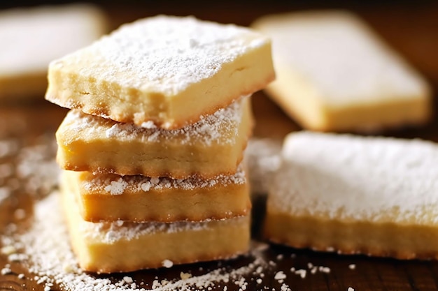 a stack of buttery and crumbly shortbread cookies AI generated