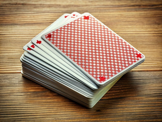 Photo a stack of cards with a red and white pattern on the top