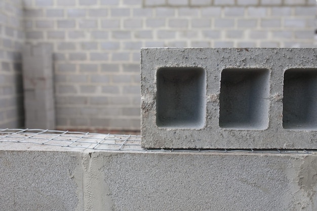 Stack of cement blocks at the construction site