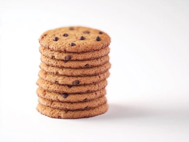 Photo stack of chocolate chip cookies isolated on white background