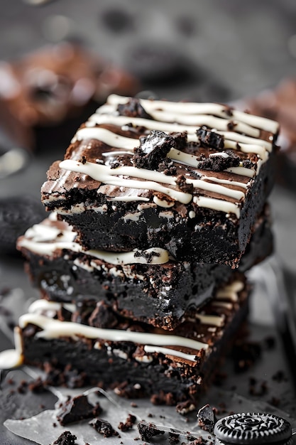 Photo a stack of chocolate desserts with chocolate and chocolate on top