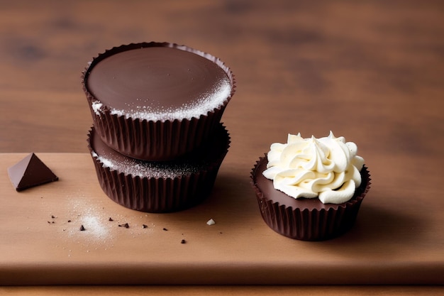 A stack of chocolate peanut butter cups with one that has a bite taken out of it.