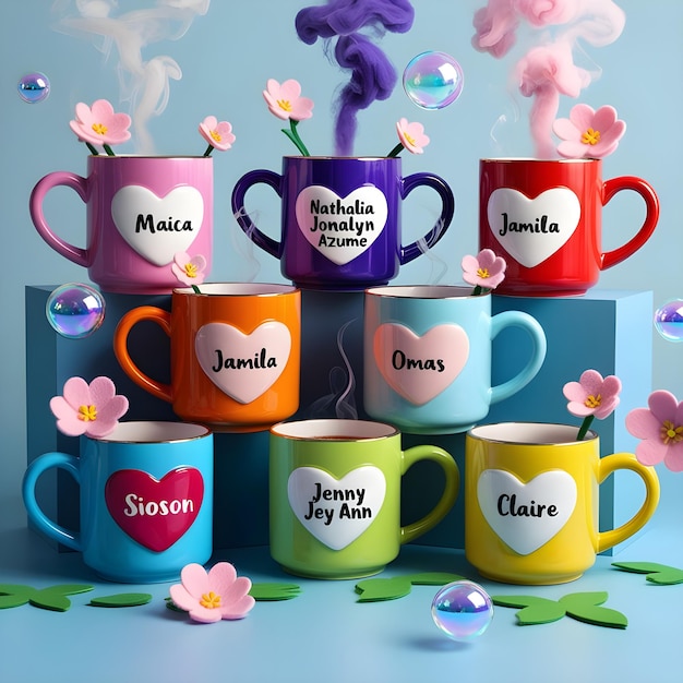 a stack of coffee mugs with the word quot mom quot on them