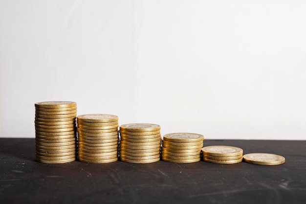 stack of coins on white background