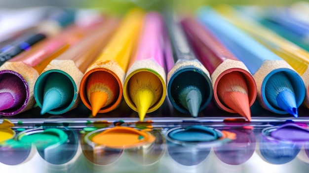 A stack of colored pencils