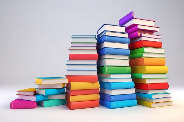 Stack of colorful books 3d render