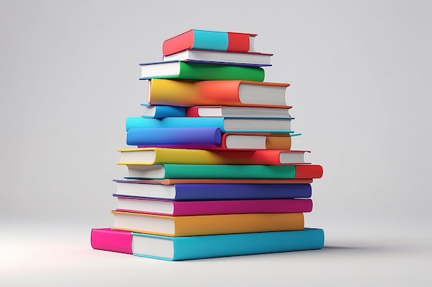 Stack of colorful books 3d render