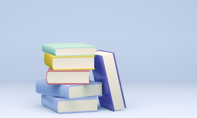 stack of colorful books 3d render