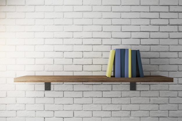 Stack of colorful books on shelf