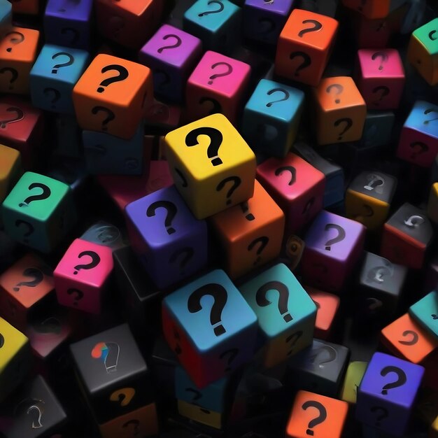 a stack of colorful cubes with question mark on them black background pinterest facial texture