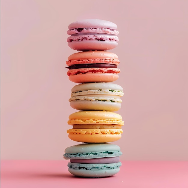 a stack of colorful macarons with the words the top on the bottom