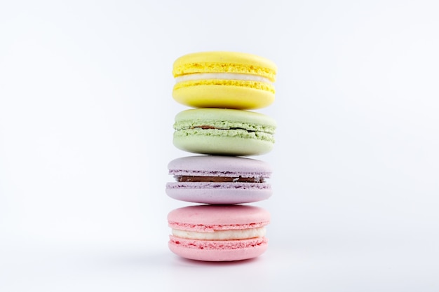 Stack of colorful macaroons isolated