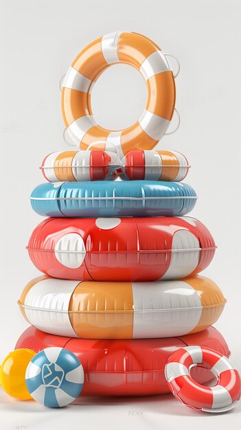 Photo a stack of colorful medical tablets a life saving device and a life saving ring