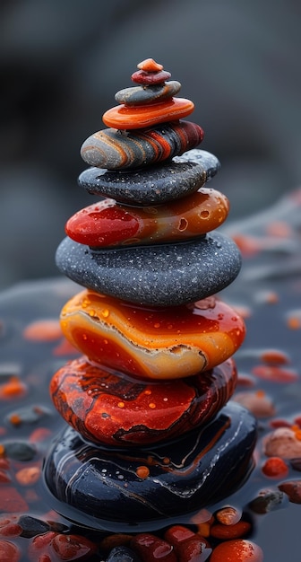 Stack of colorful pebbles A pebble healing