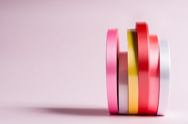 Photo stack of colorful ribbon roll