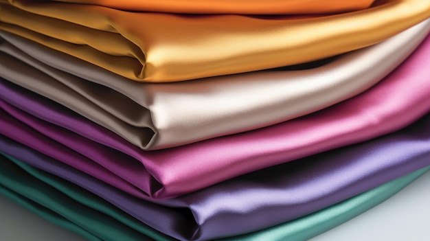 A stack of colorful silk sheets with one that says'pantone'on it