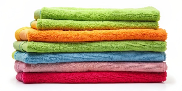 Photo a stack of colorful towels with different colors