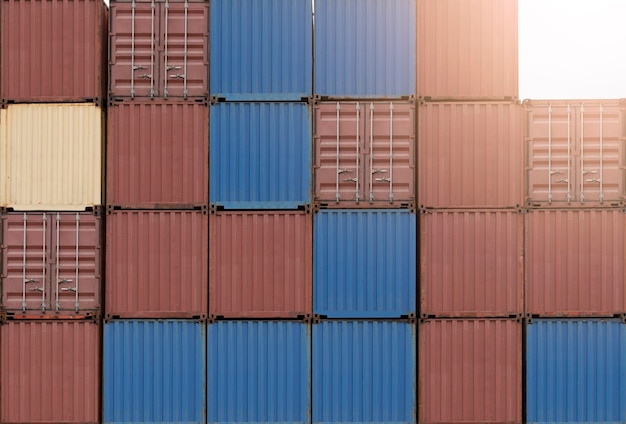 Stack of containers in a port import export concept