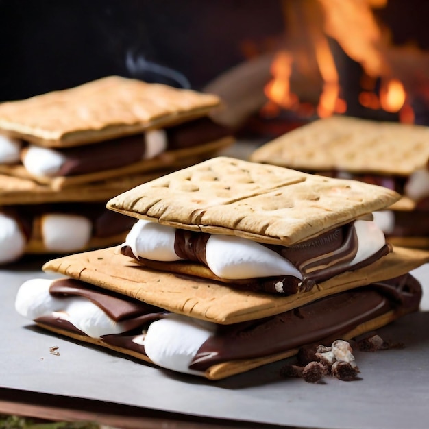 Photo a stack of cookies that are on a table