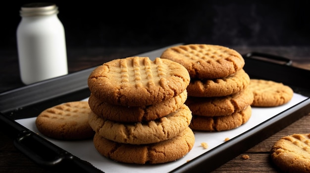 A stack of cookies on a tray