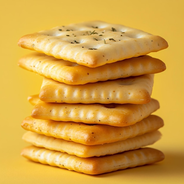 a stack of crackers with a few small crackers on them