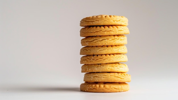 Photo a stack of crackers with a white background