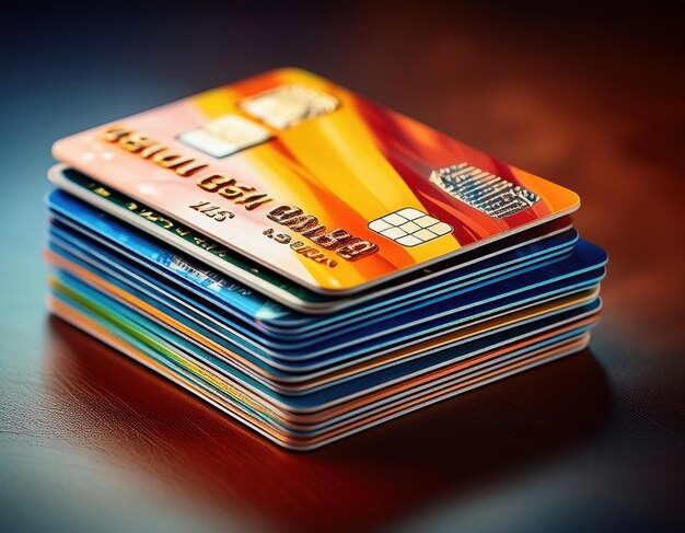 Photo stack of credit cards with high interest rates a symbol of consumer debt