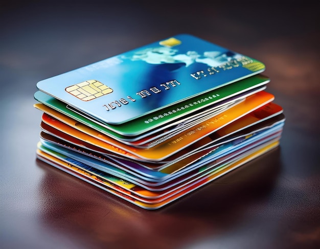 Photo stack of credit cards with high interest rates a symbol of consumer debt