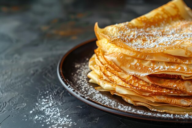 Stack of crepes french pancakes on a plate