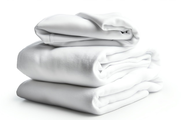 A stack of crisp white linens isolated