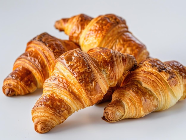 A stack of croissants with a golden brown crust