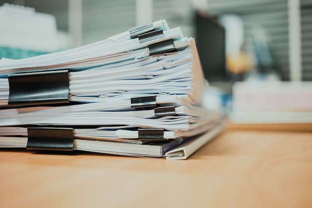 Stack of documents on the desk