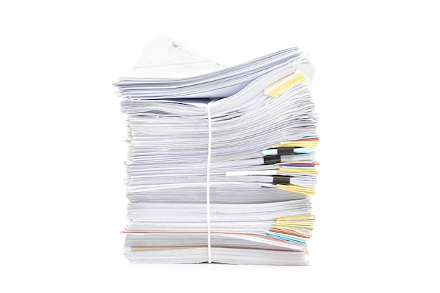 Stack of Documents isolated on white background Documents pile