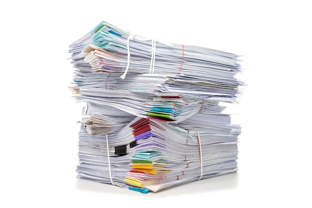 Stack of Documents isolated on white background. Documents pile.