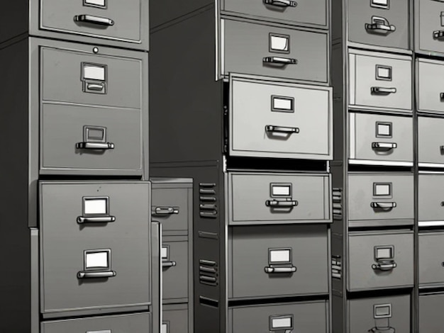 a stack of file drawers with one that says no lock