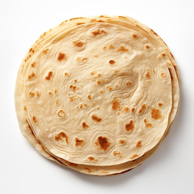 Stack of flatbread isolated on white background