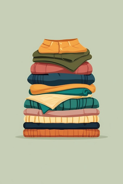 Photo a stack of folded clothes in different colors and patterns