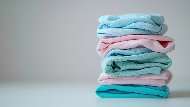 a stack of folded towels with a bird on the front